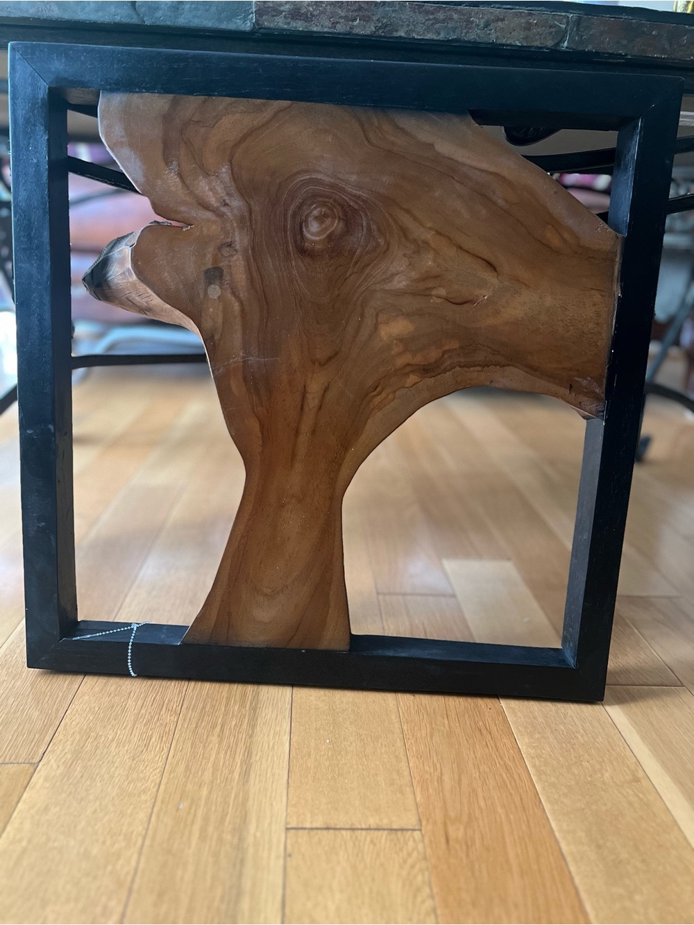 Teak Wood Wall Art Panel in Brown with Black Frame